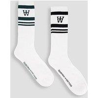 Wood Wood Double A By Ryder 2 Pack Crew Socks - White