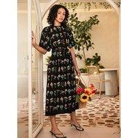 Emily Lovelock Christina Embroidered Dress - Black