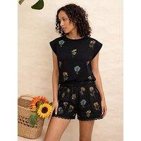 Emily Lovelock Maisie Embroidered Vest - Black