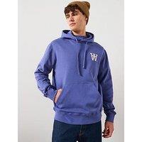 Double A By Wood Wood Chest Logo Hoodie - Blue - Dark Blue