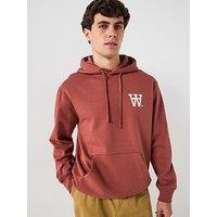 Double A By Wood Wood Cass Aa Chest Print Hoodie - Dark Red