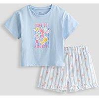 The Very Collection Girls Tutti Fruity Shortie Pyjamas - Blue