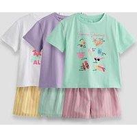 The Very Collection Girls 3 Pack Sunshine Stripe Shorts Pyjamas