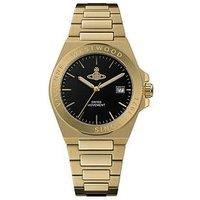 Vivienne Westwood The Hanwell Ladies Quartz Watch Black Dial Gold Stainless Steel Case And Bracelet