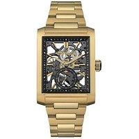 Ingersoll 1892 The Spur Automatic Mens Watch With Black Skeleton Dial And Gold Stainless Steel Bracelet - I17002