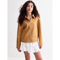 New Look 915 Girls Faux Suede Oversized Jacket - Light Brown