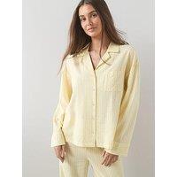 The Very Collection Seersucker Stripe Revere Pyjama Set - Yellow