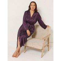 Yours Curve Satin Robe - Red