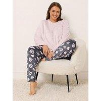 Yours Curve Clipped Heart Lounge Set - Pink