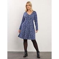 Yours Curve Pleat Front Dress - Blue