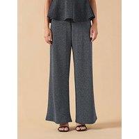 Pixiegirl Petite Textured Wide Leg Trouser - Black