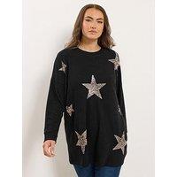 Yours Curve Star Sequin Jumper - Black