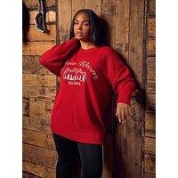 Yours Curve Slogan Jumper - Red