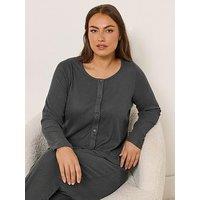 Yours Curve Ribbed Cardigan - Grey