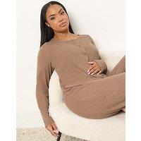 Yours Curve Ribbed Cardigan - Brown