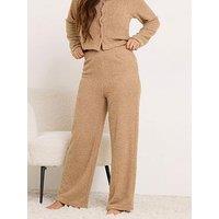 Pixiegirl Petite Chenille Wide Leg Lounge Trouser - Brown
