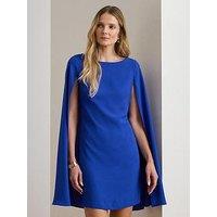 Lauren By Ralph Lauren Petra Cape Georgette Cocktail Mini Dress - Blue