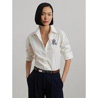 Lauren By Ralph Lauren Kotta Relaxed Fit Long Sleeve Cotton Lrl Shirt - White