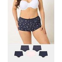 Yours Curve 5 Pack Navy Moon And Star Shorts - Blue