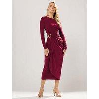 Long Tall Sally Sleeve Buckle Midaxi Dress - Red
