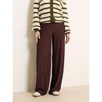 Long Tall Sally Tall Textured Wide Leg Trouser 34" - Brown