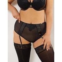 Yours Curve Selina High Suspender Leg Brief - Black
