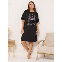 Yours Curve Sleep All Day Sleeptee Nightdress - Black
