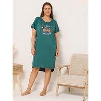 Yours Curve Long Day Dipped Back Nightdress - Green