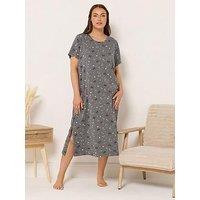 Yours Curve Pink Bows Midaxi Nightdress - Grey