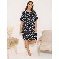 Yours Curve Dinosnore Sleeptee Nightdress - Blue
