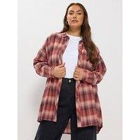 Yours Curve Oversized Check Shirt - Pink