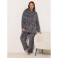 Yours Curve Animal Borg Lounge Set - Grey