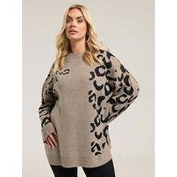 Yours Curve Multi Animal Jumper - Natural