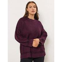 Yours Curve Blanket Stitch Jumper - Purple
