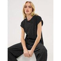 Pixiegirl Petite Short Sleeve Textured Top - Black