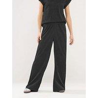 Pixiegirl Petite Textured Wide Leg Trouser - Black