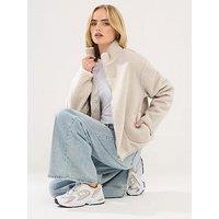 Pixiegirl Petite Zip Through Borg Jacket - Natural