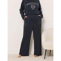 Yours Curve Fleece Lounge Trouser - Blue