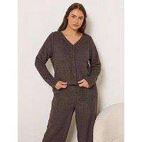 Yours Curve Chenille Cardigan - Brown