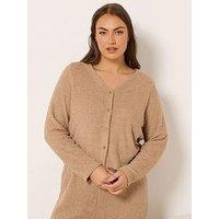 Yours Curve Chenille Cardigan - Brown