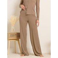 Long Tall Sally Tall Ribbed Wide Leg Trouser - Brown