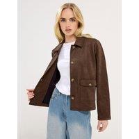 Pixiegirl Petite Suedette Shacket - Brown
