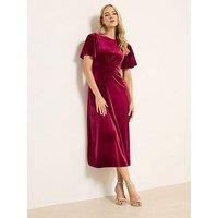 Long Tall Sally Tall Angel Sleeve Velour Midi Dress - Purple