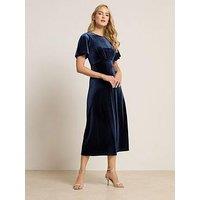 Long Tall Sally Tall Angel Sleeve Velour Midi Dress - Blue