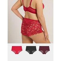 Yours Curve 3 Pack Lace Back High Waist Knickers - Purple
