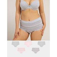 Yours Curve 5 Pack Fairisle Full Briefs - Grey