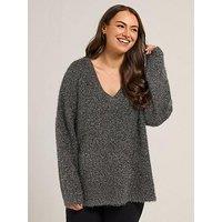 Yours Curve Tinsel Yarn Jumper - Black