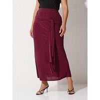 Yours Curve Tie Maxi Skirt - Red