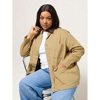 Yours Curve Carpenter Cord Collar Jacket