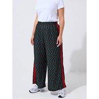 Yours Curve Ditsy Stripe Trouser - Black